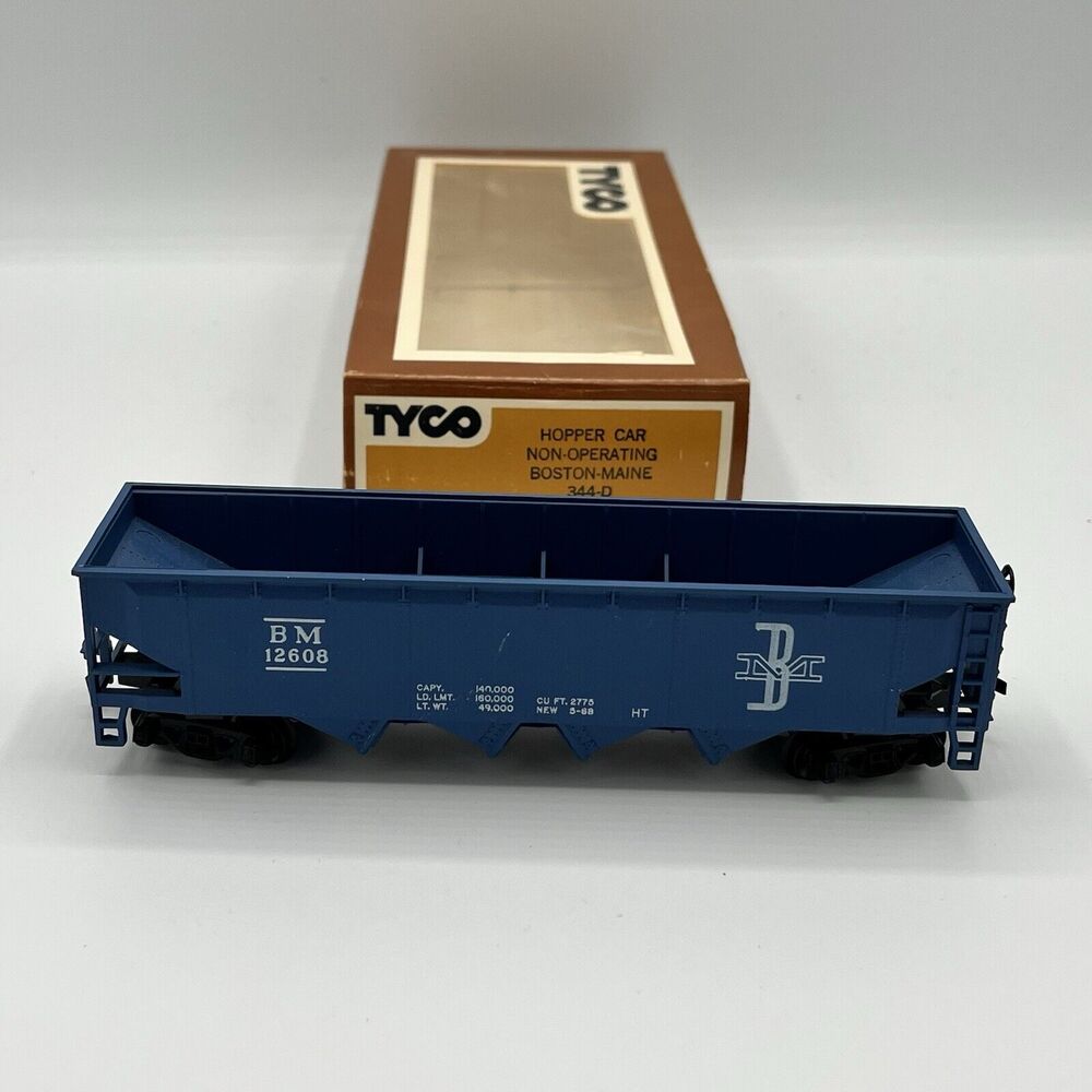 Vintage HO TYCO: BOSTON & MAINE 4-Bay Open Hopper Car BM 12608 In Box